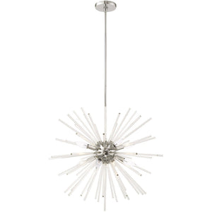 HomeRoots Eight Light Dimmable Chandelier with Elegant Cylinder Shades for Modern Home Illumination & Style 687301