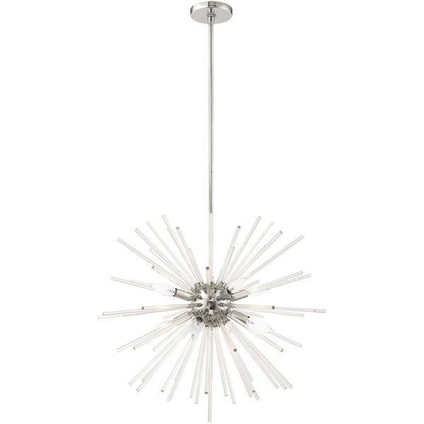 HomeRoots Eight Light Dimmable Chandelier with Elegant Cylinder Shades for Modern Home Illumination & Style 687301