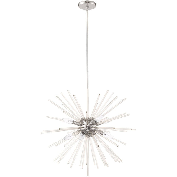 HomeRoots Eight Light Dimmable Chandelier with Elegant Cylinder Shades for Modern Home Illumination & Style 687301