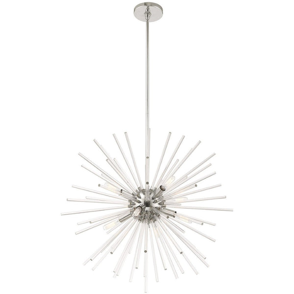 HomeRoots Eight Light Dimmable Chandelier with Elegant Cylinder Shades for Modern Home Illumination & Style 687301