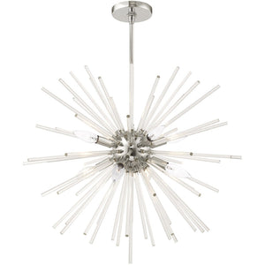 HomeRoots Eight Light Dimmable Chandelier with Elegant Cylinder Shades for Modern Home Illumination & Style 687301