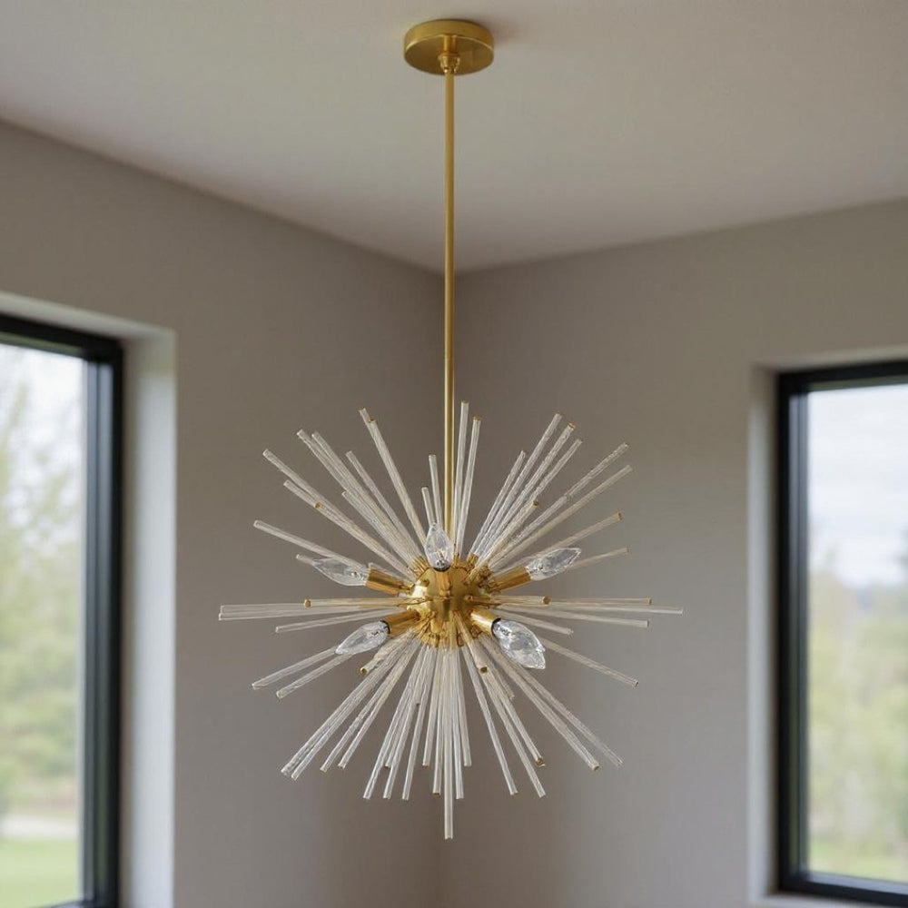 HomeRoots Eight Light Dimmable Chandelier – Modern Cylinder Shades, Adjustable Ambiance for Elegant Interiors 687302