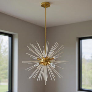 HomeRoots Eight Light Dimmable Chandelier – Modern Cylinder Shades, Adjustable Ambiance for Elegant Interiors 687302