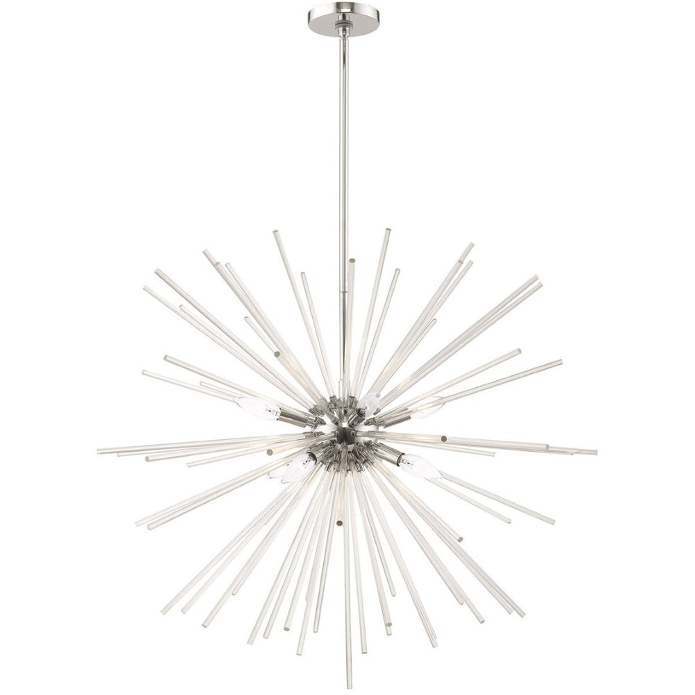 HomeRoots Eight Light Dimmable Chandelier - Sleek Cylinder Design for Modern Spaces, Versatile & Elegant Fixture 687303