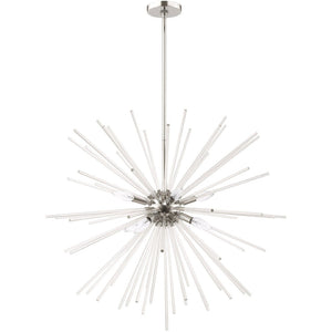 HomeRoots Eight Light Dimmable Chandelier - Sleek Cylinder Design for Modern Spaces, Versatile & Elegant Fixture 687303
