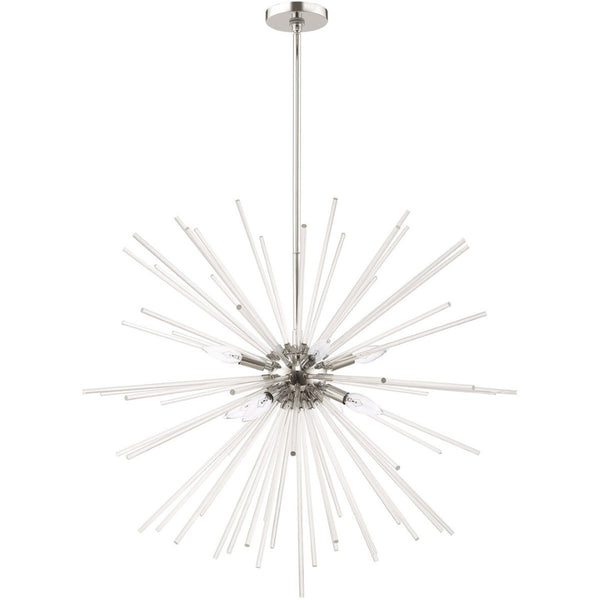 HomeRoots Eight Light Dimmable Chandelier - Sleek Cylinder Design for Modern Spaces, Versatile & Elegant Fixture 687303