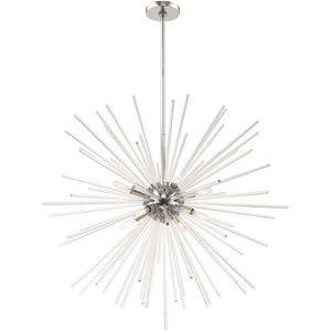 HomeRoots Eight Light Dimmable Chandelier - Sleek Cylinder Design for Modern Spaces, Versatile & Elegant Fixture 687303