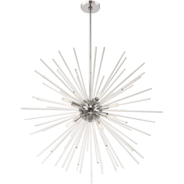 HomeRoots Eight Light Dimmable Chandelier - Sleek Cylinder Design for Modern Spaces, Versatile & Elegant Fixture 687303