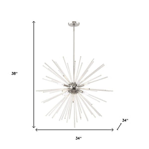 HomeRoots Eight Light Dimmable Chandelier - Sleek Cylinder Design for Modern Spaces, Versatile & Elegant Fixture 687303