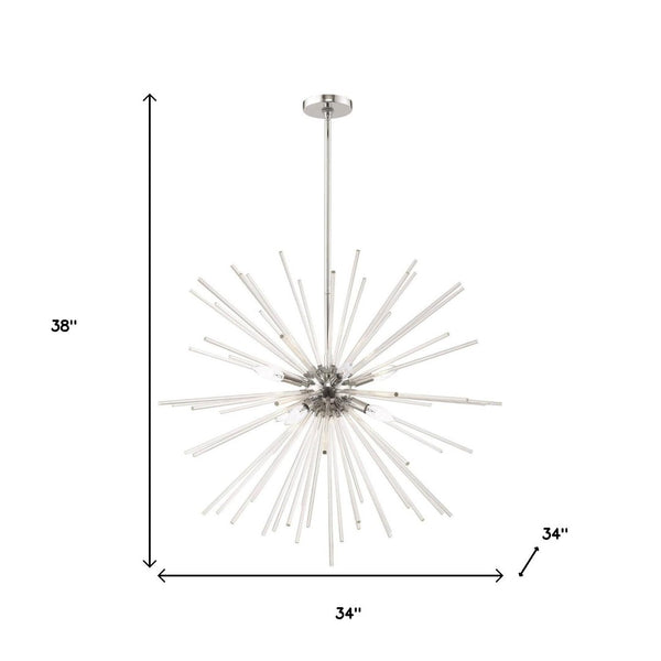 HomeRoots Eight Light Dimmable Chandelier - Sleek Cylinder Design for Modern Spaces, Versatile & Elegant Fixture 687303
