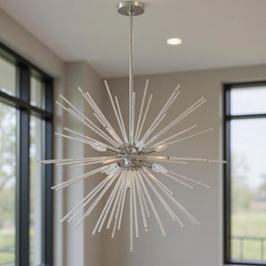 HomeRoots Eight Light Dimmable Chandelier - Sleek Cylinder Design for Modern Spaces, Versatile & Elegant Fixture 687303