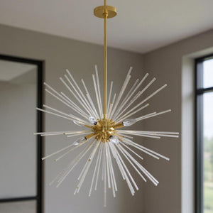 HomeRoots Eight Light Dimmable Chandelier – Modern Cylinder Design with Adjustable Brightness for Any Space 687304