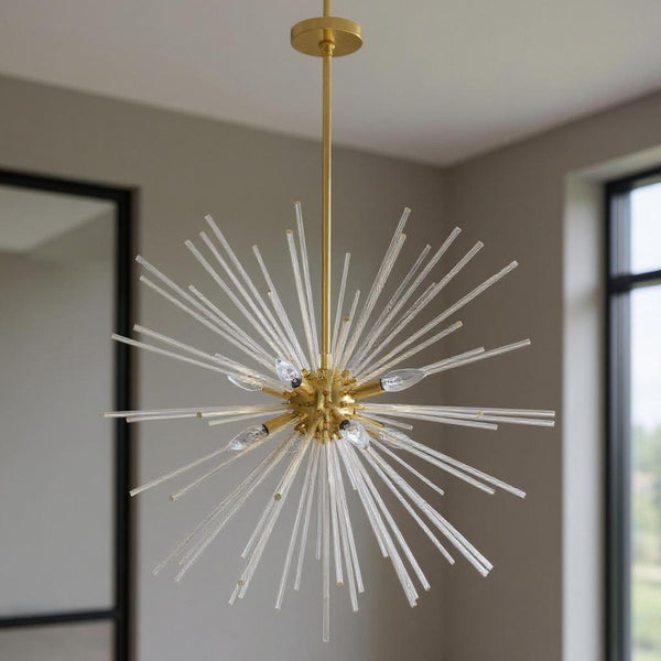 HomeRoots Eight Light Dimmable Chandelier – Modern Cylinder Design with Adjustable Brightness for Any Space 687304