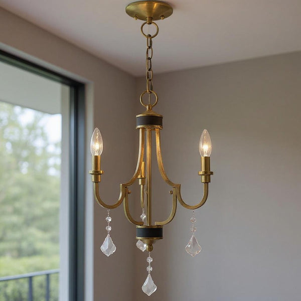 HomeRoots Three Light Dimmable Chandelier with Sleek Cylindrical Shades for Modern Home Décor and Style 687305