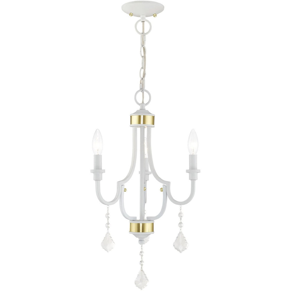 HomeRoots White Modern Three-Light Dimmable Chandelier with Cylinder Shades for Elegant Home Illumination 687307