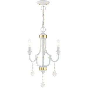 HomeRoots White Modern Three-Light Dimmable Chandelier with Cylinder Shades for Elegant Home Illumination 687307