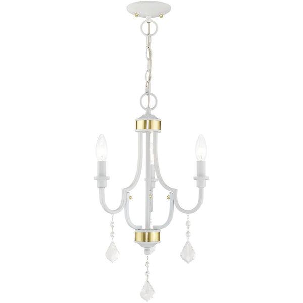 HomeRoots White Modern Three-Light Dimmable Chandelier with Cylinder Shades for Elegant Home Illumination 687307
