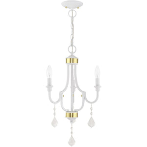 HomeRoots White Modern Three-Light Dimmable Chandelier with Cylinder Shades for Elegant Home Illumination 687307