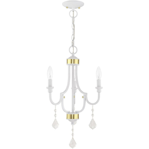 HomeRoots White Modern Three-Light Dimmable Chandelier with Cylinder Shades for Elegant Home Illumination 687307