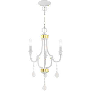 HomeRoots White Modern Three-Light Dimmable Chandelier with Cylinder Shades for Elegant Home Illumination 687307