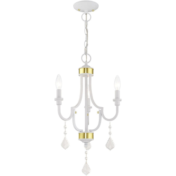 HomeRoots White Modern Three-Light Dimmable Chandelier with Cylinder Shades for Elegant Home Illumination 687307