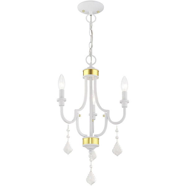 HomeRoots White Modern Three-Light Dimmable Chandelier with Cylinder Shades for Elegant Home Illumination 687307