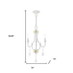 HomeRoots White Modern Three-Light Dimmable Chandelier with Cylinder Shades for Elegant Home Illumination 687307