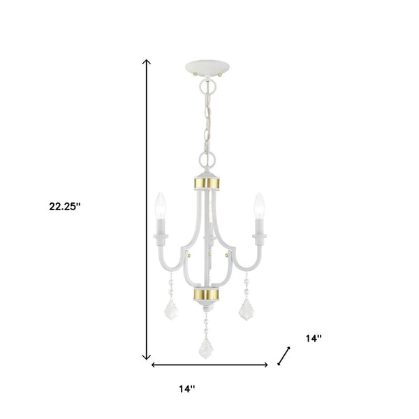 HomeRoots White Modern Three-Light Dimmable Chandelier with Cylinder Shades for Elegant Home Illumination 687307