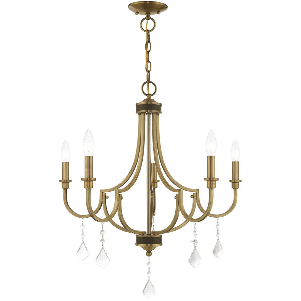 HomeRoots Five Light Dimmable Chandelier – Modern Steel Design with Sleek Shades for Versatile Illumination 687308