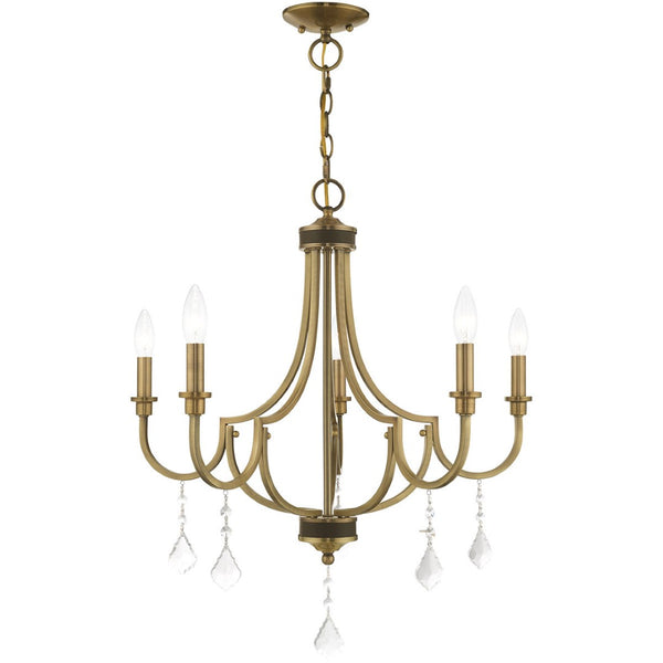 HomeRoots Five Light Dimmable Chandelier – Modern Steel Design with Sleek Shades for Versatile Illumination 687308