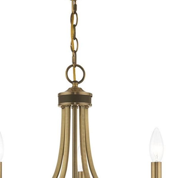 HomeRoots Five Light Dimmable Chandelier – Modern Steel Design with Sleek Shades for Versatile Illumination 687308