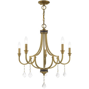 HomeRoots Five Light Dimmable Chandelier – Modern Steel Design with Sleek Shades for Versatile Illumination 687308
