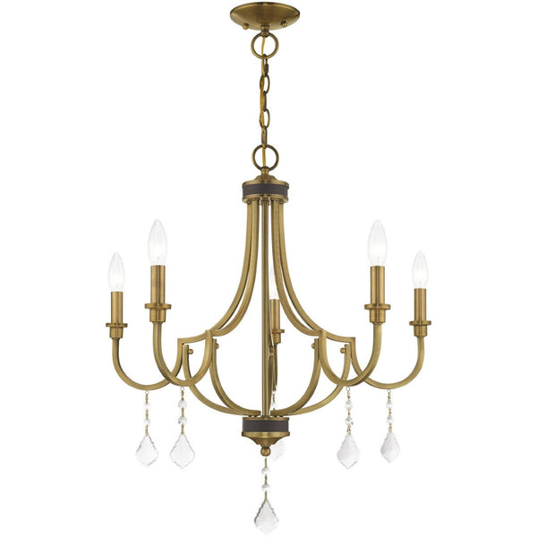 HomeRoots Five Light Dimmable Chandelier – Modern Steel Design with Sleek Shades for Versatile Illumination 687308