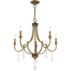 HomeRoots Five Light Dimmable Chandelier – Modern Steel Design with Sleek Shades for Versatile Illumination 687308
