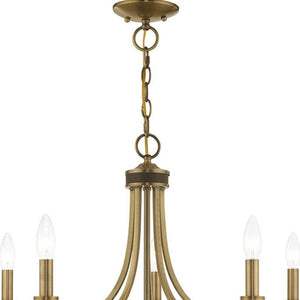 HomeRoots Five Light Dimmable Chandelier – Modern Steel Design with Sleek Shades for Versatile Illumination 687308