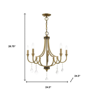 HomeRoots Five Light Dimmable Chandelier – Modern Steel Design with Sleek Shades for Versatile Illumination 687308