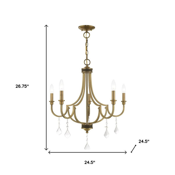 HomeRoots Five Light Dimmable Chandelier – Modern Steel Design with Sleek Shades for Versatile Illumination 687308