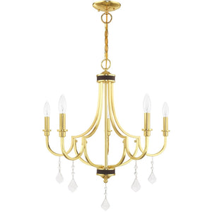 HomeRoots Five Light Dimmable Chandelier - Modern Cylindrical Design for Stylish Ambient Lighting Solutions 687309