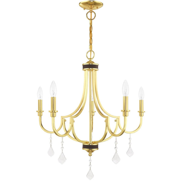 HomeRoots Five Light Dimmable Chandelier - Modern Cylindrical Design for Stylish Ambient Lighting Solutions 687309