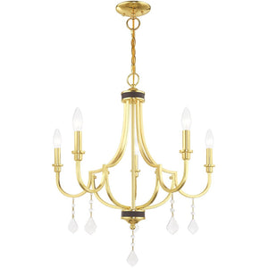 HomeRoots Five Light Dimmable Chandelier - Modern Cylindrical Design for Stylish Ambient Lighting Solutions 687309