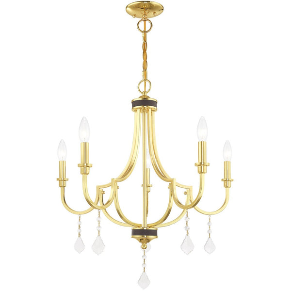 HomeRoots Five Light Dimmable Chandelier - Modern Cylindrical Design for Stylish Ambient Lighting Solutions 687309