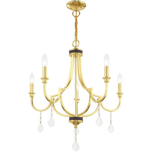 HomeRoots Five Light Dimmable Chandelier - Modern Cylindrical Design for Stylish Ambient Lighting Solutions 687309
