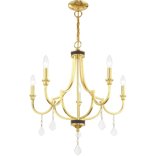 HomeRoots Five Light Dimmable Chandelier - Modern Cylindrical Design for Stylish Ambient Lighting Solutions 687309