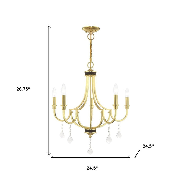 HomeRoots Five Light Dimmable Chandelier - Modern Cylindrical Design for Stylish Ambient Lighting Solutions 687309