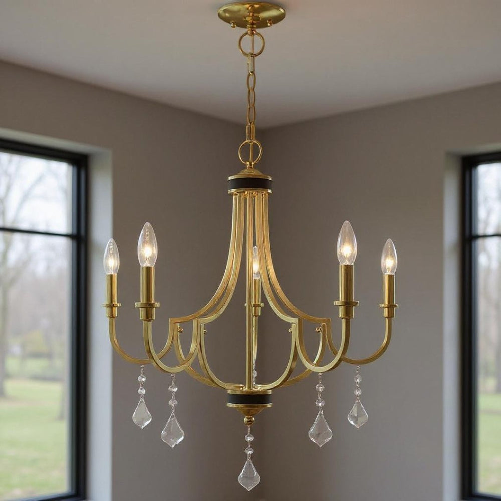 HomeRoots Five Light Dimmable Chandelier - Modern Cylindrical Design for Stylish Ambient Lighting Solutions 687309