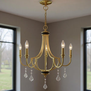 HomeRoots Five Light Dimmable Chandelier - Modern Cylindrical Design for Stylish Ambient Lighting Solutions 687309