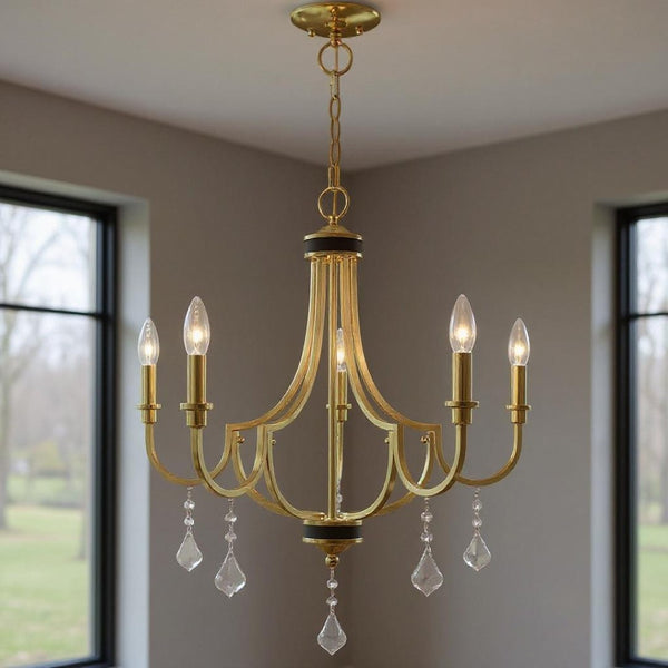 HomeRoots Five Light Dimmable Chandelier - Modern Cylindrical Design for Stylish Ambient Lighting Solutions 687309