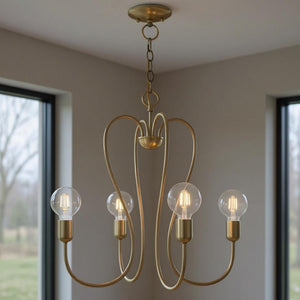 HomeRoots Four Light Dimmable Chandelier - Modern Cylindrical Shades for Adjustable Ambiance in Any Room 687311