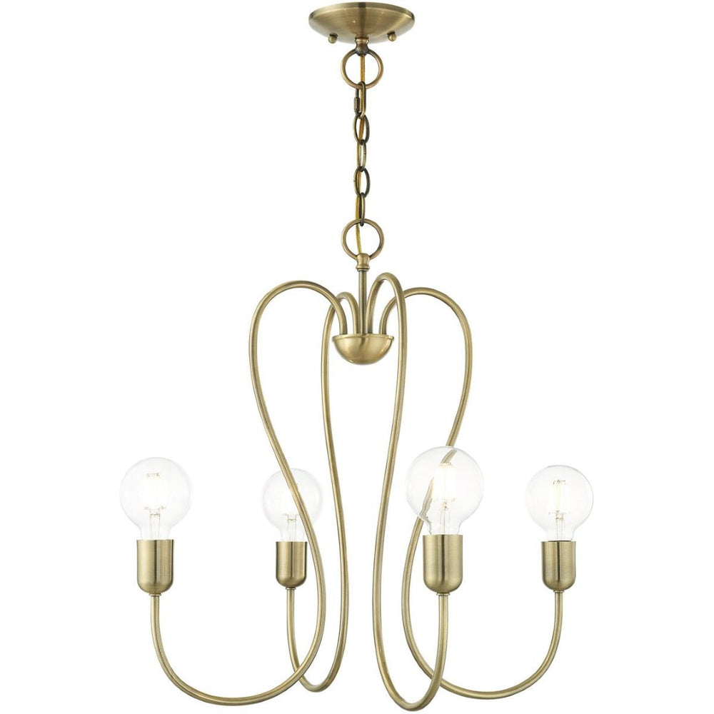 HomeRoots Four Light Dimmable Chandelier - Modern Cylindrical Shades for Adjustable Ambiance in Any Room 687311