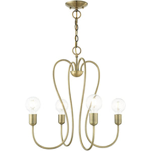 HomeRoots Four Light Dimmable Chandelier - Modern Cylindrical Shades for Adjustable Ambiance in Any Room 687311